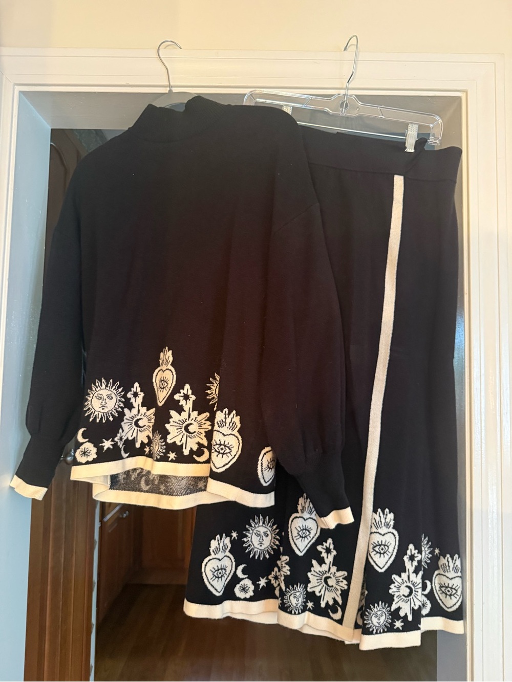 Never Fully Dressed Black Celestial Knit Sweater & Wrap Skirt Set Size M